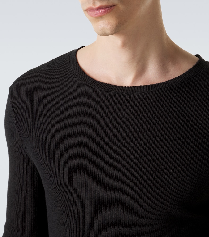 Elongated Ribbed-Knit Cotton-Blend Top