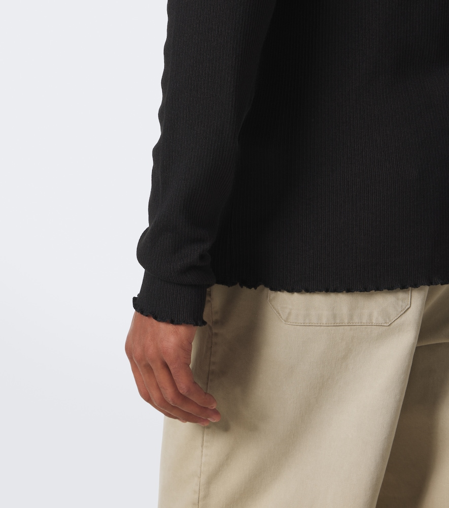 Elongated Ribbed-Knit Cotton-Blend Top