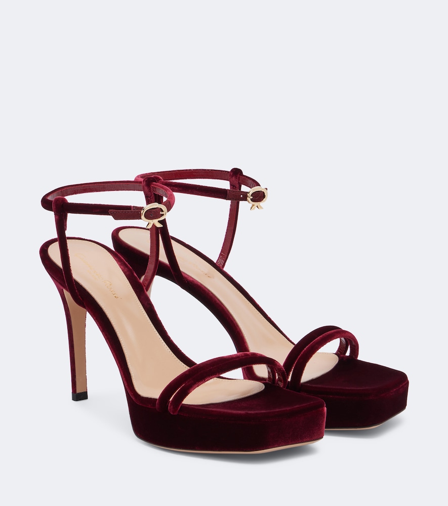 Gianvito Rossi Velvet Platform Sandals In Purple