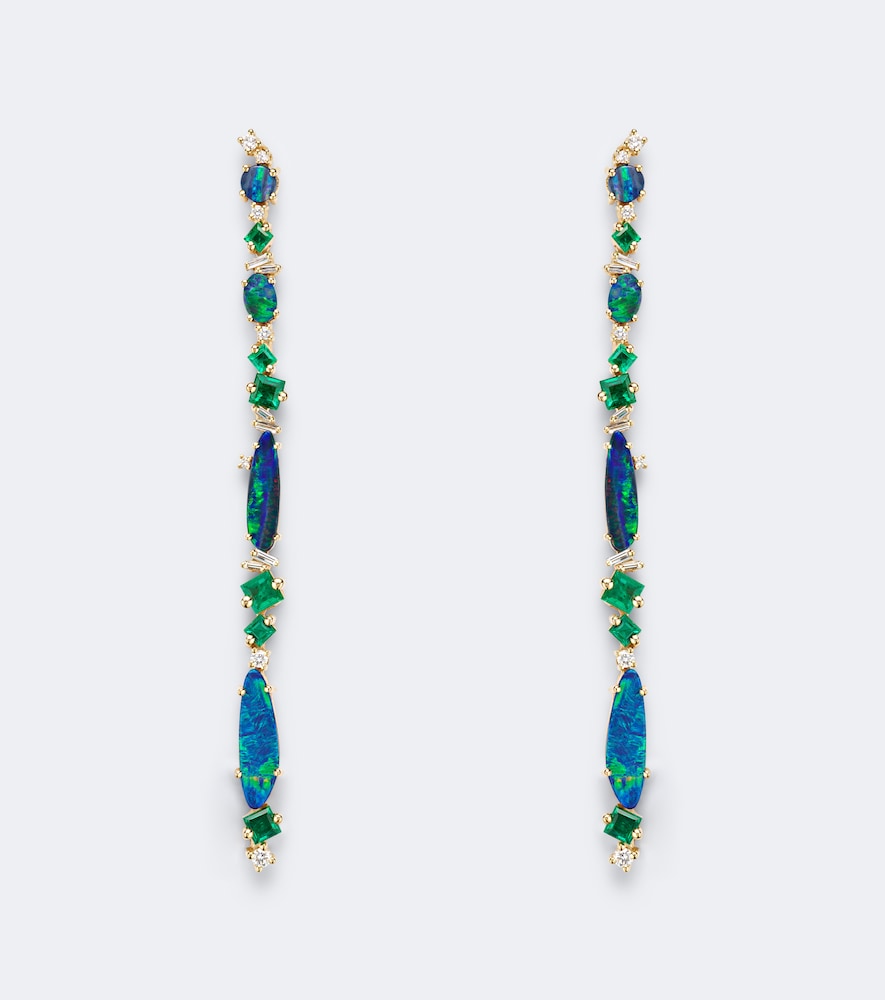Suzanne Kalan 18kt gold drop earrings with gemstones