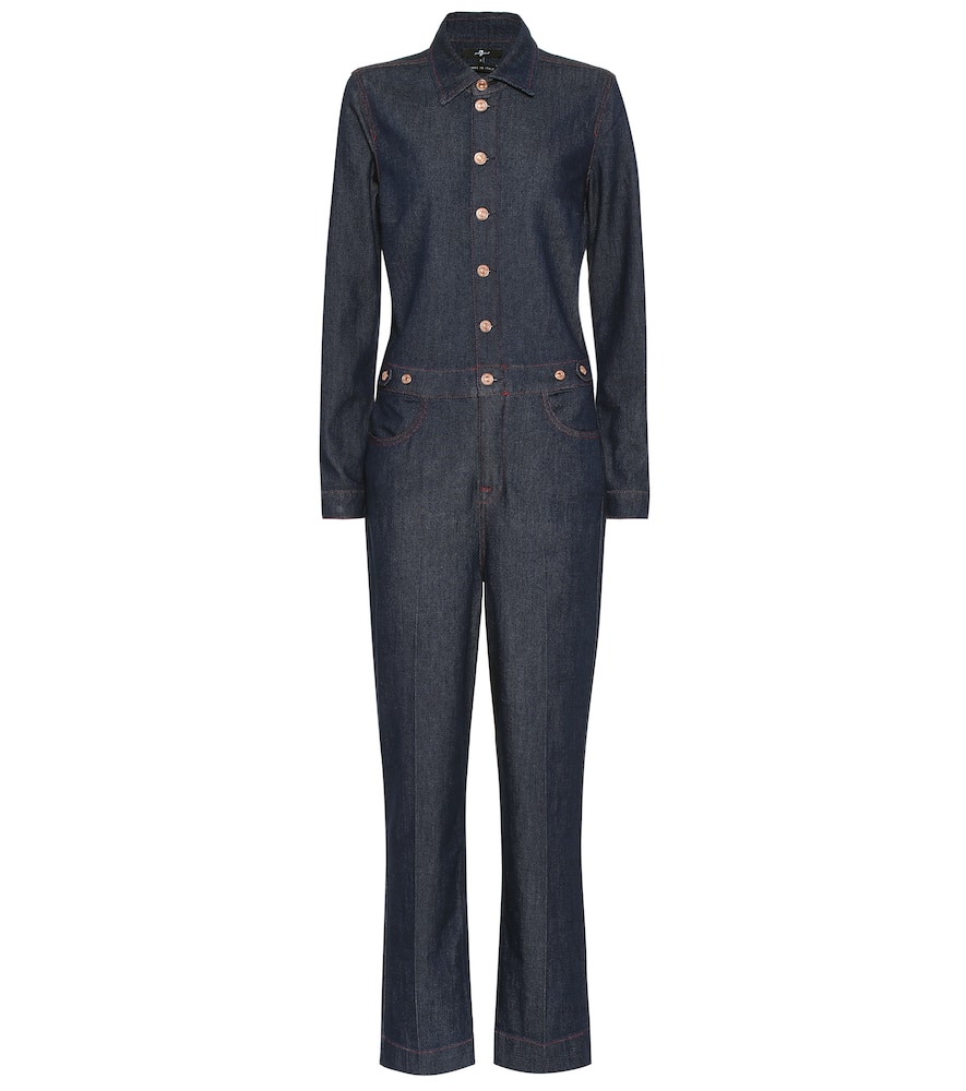 Click to view more detailed imagery on our partner's website 7 For All Mankind Utility Stretch Cotton Jumpsuit In Blue