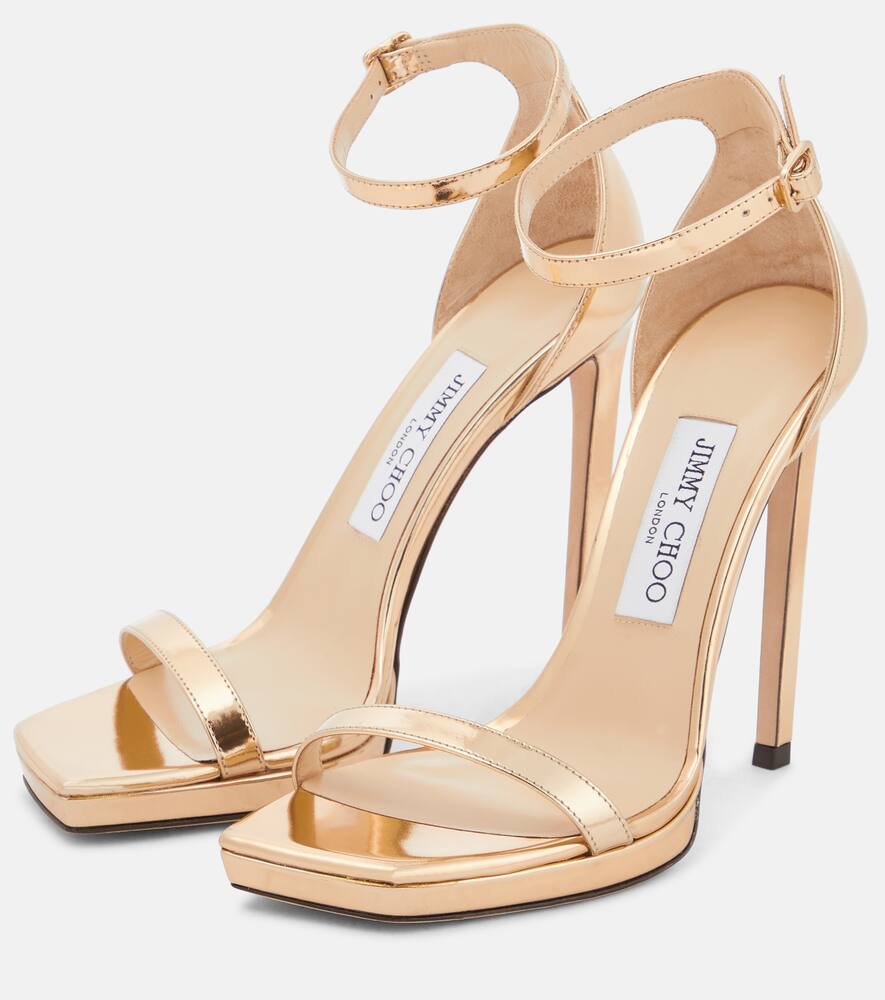 Shop Jimmy Choo Alva Metallic Leather Sandals In Gold