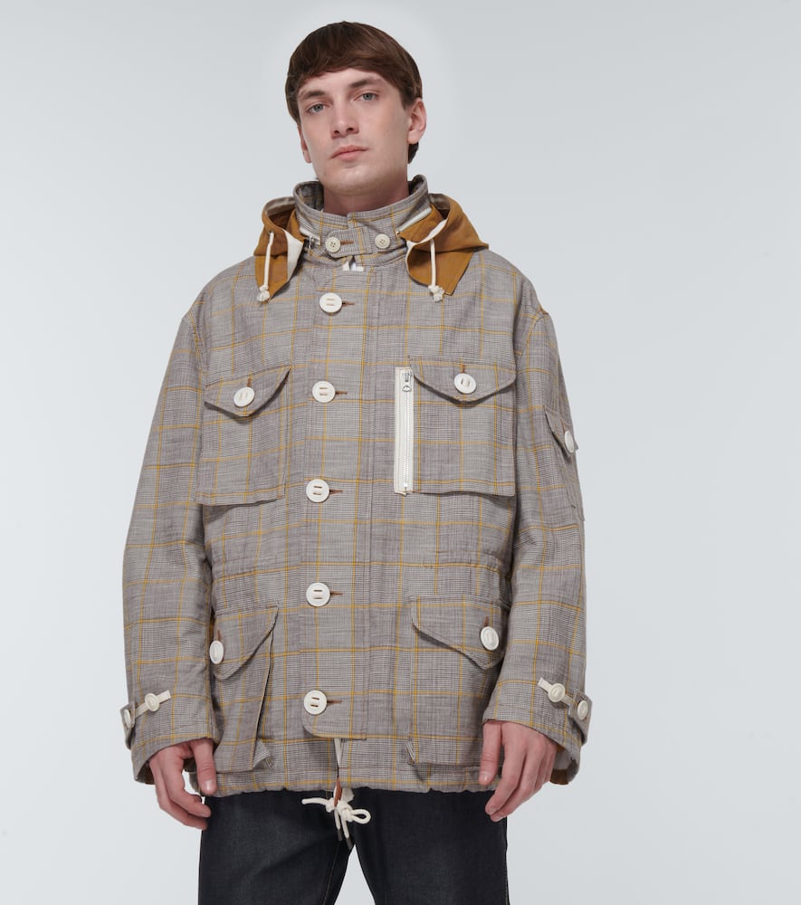 Shop Junya Watanabe Cotton Field Jacket In Brn/ylw/wht X