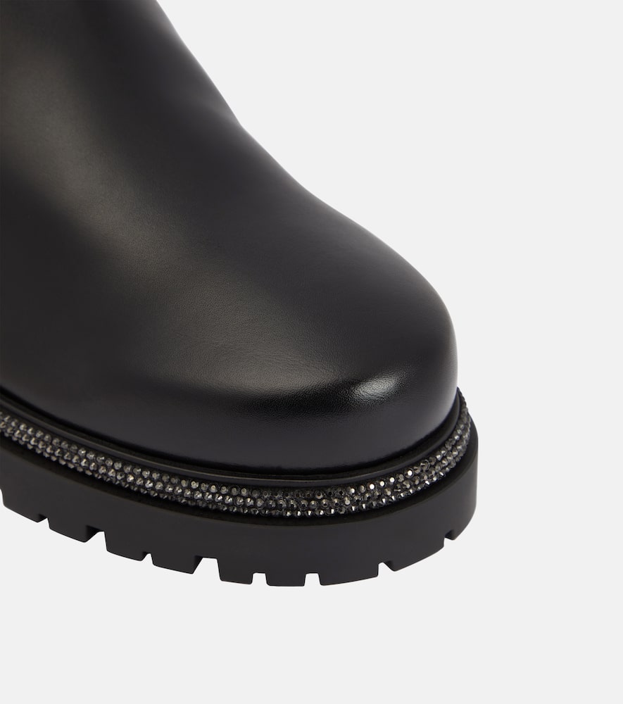 Shop René Caovilla Chelsea Leather Ankle Boots In Black