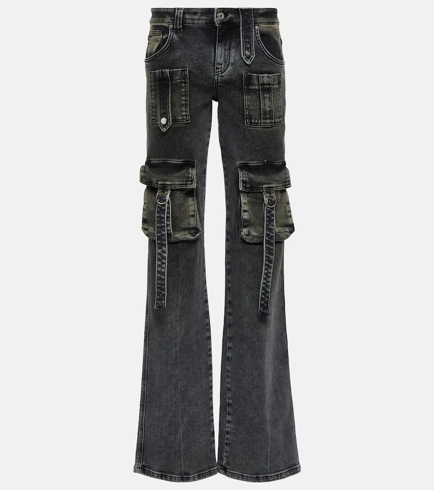 Shop Blumarine Low-rise Denim Cargo Pants In Black