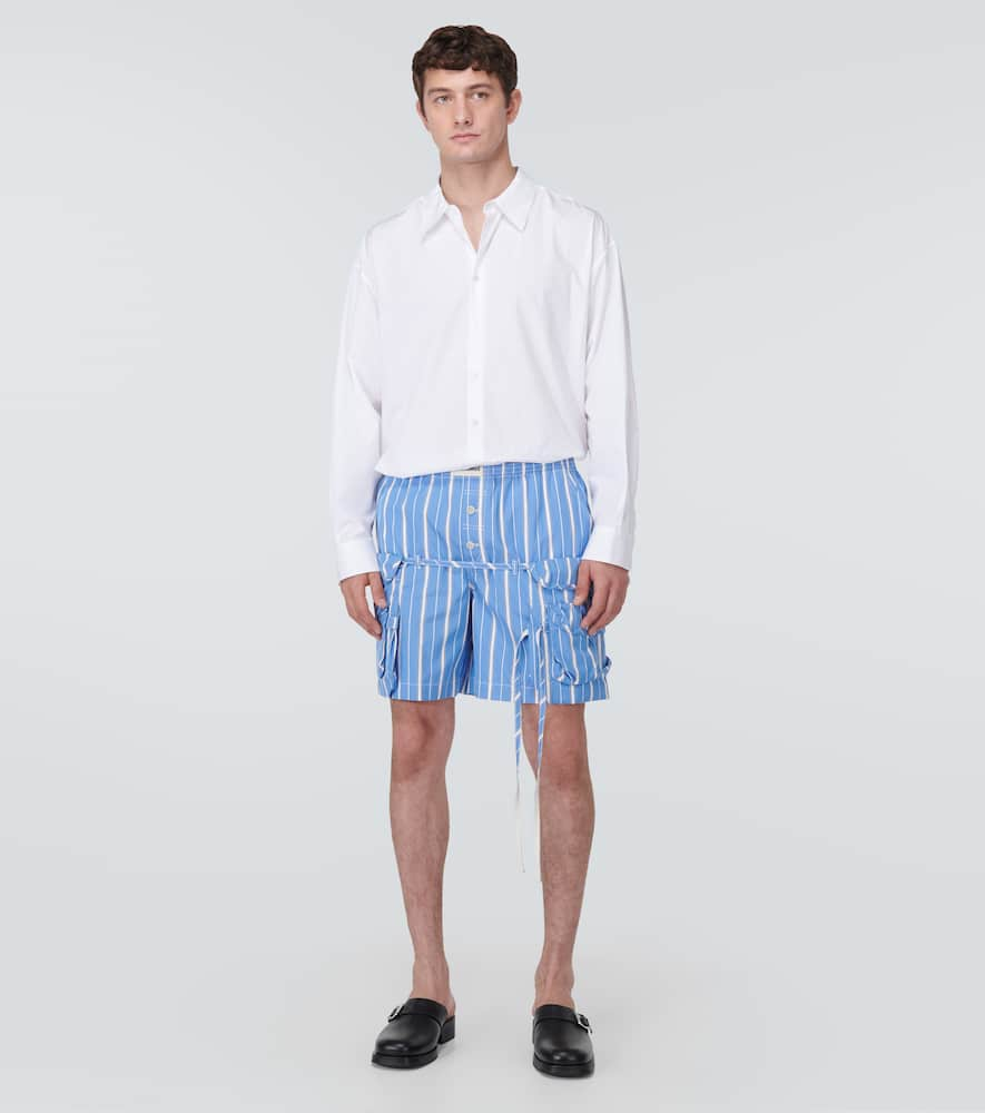 Shop Jacquemus Le Short Trivela Striped Cotton Shorts In Blue