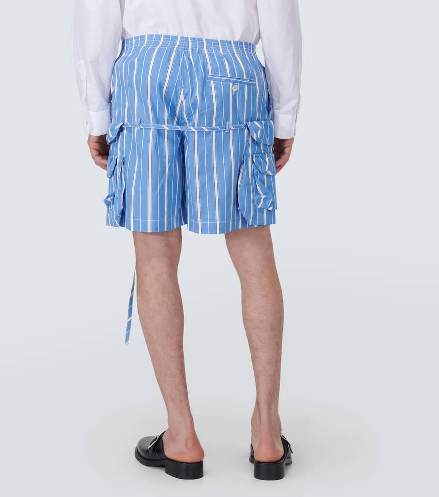 Shop Jacquemus Le Short Trivela Striped Cotton Shorts In Blue