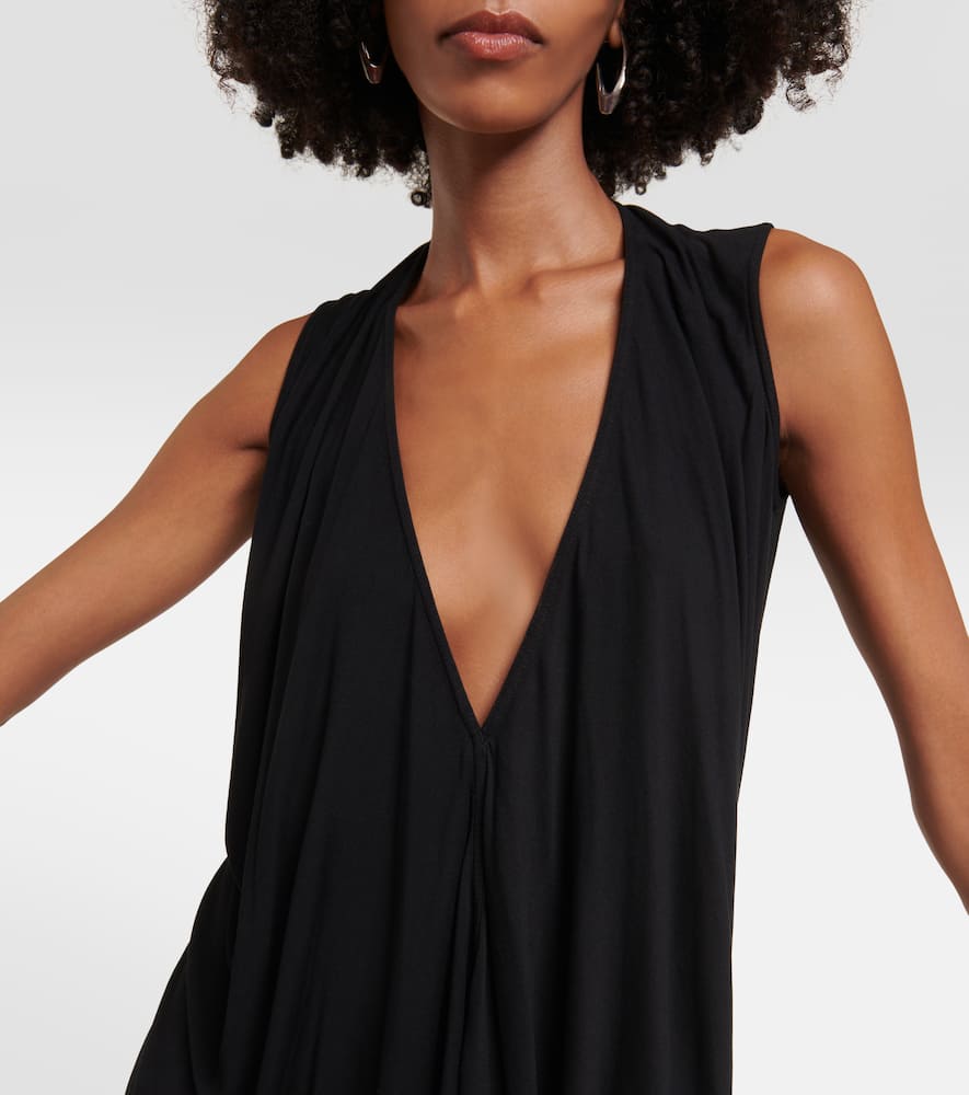 Rick Owens Lilies Draped Jersey Top In Black