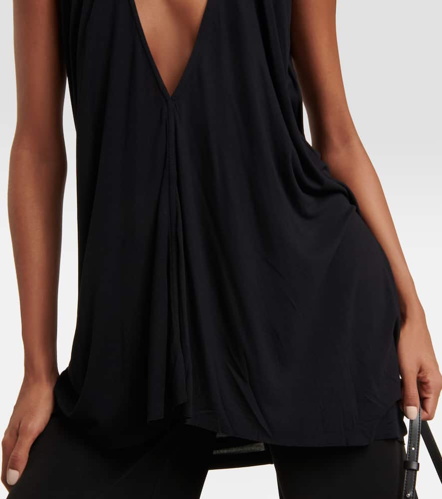Rick Owens Lilies Draped Jersey Top In Black