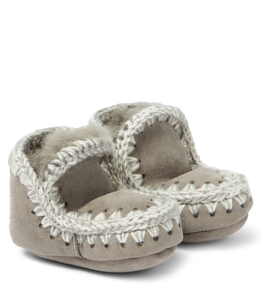 Mou Kids Baby shearling-lined suede booties
