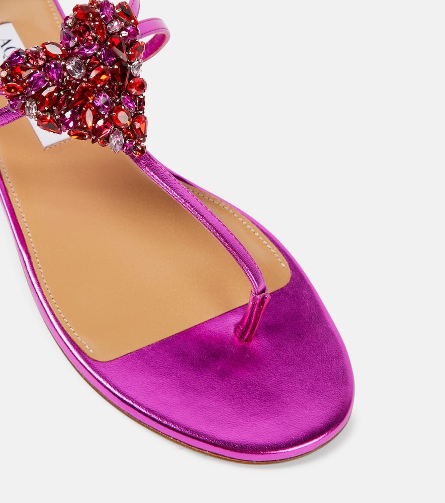 Aquazzura Love Me metallic leather thong sandals