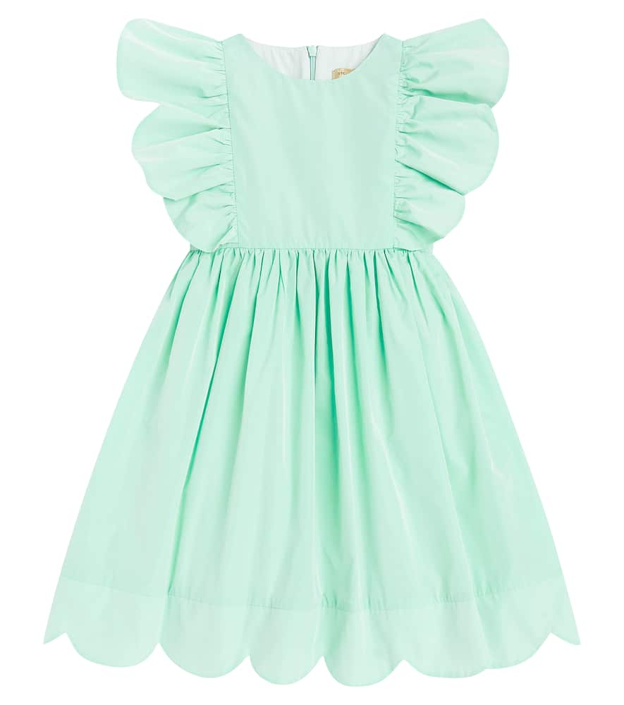 Shop Stella Mccartney Ruffled Taffeta Dress In Greenish