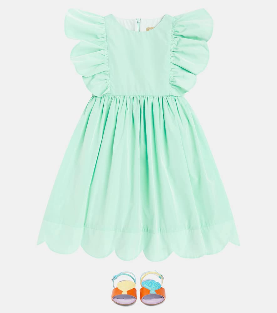 Shop Stella Mccartney Ruffled Taffeta Dress In Greenish