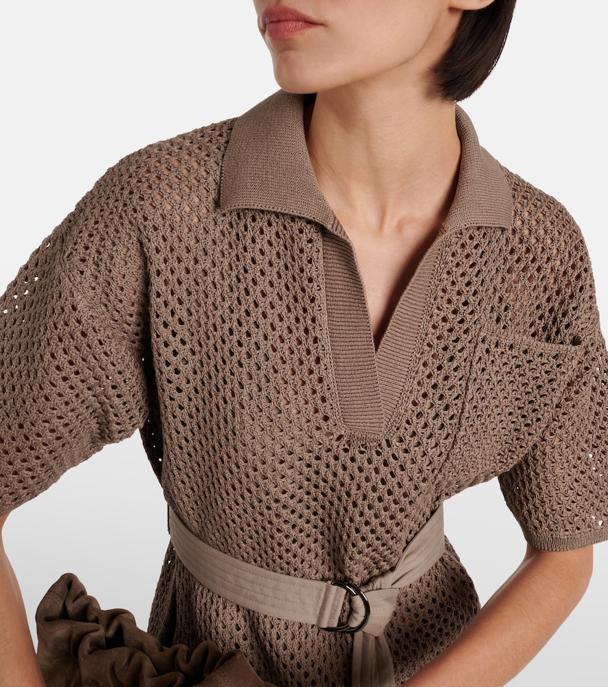  Brunello Cucinelli Brunello Cucinelli Cotton Mesh Polo Dress 