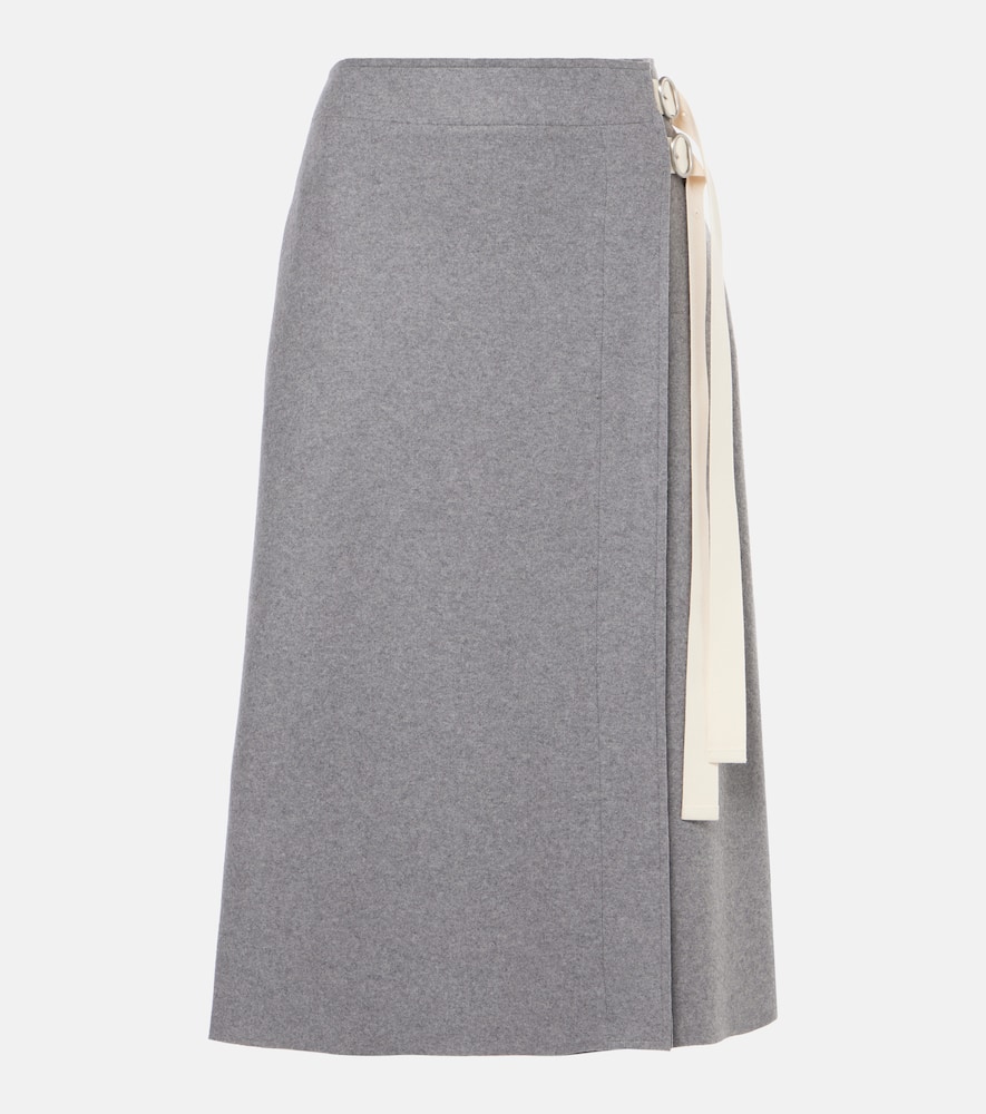 Wool-blend wrap skirt