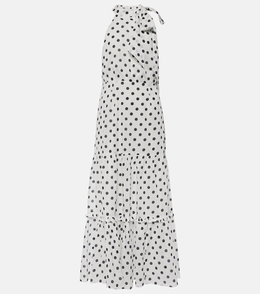 Shop Rixo London Eleanor Halterneck Cotton Midi Dress In White