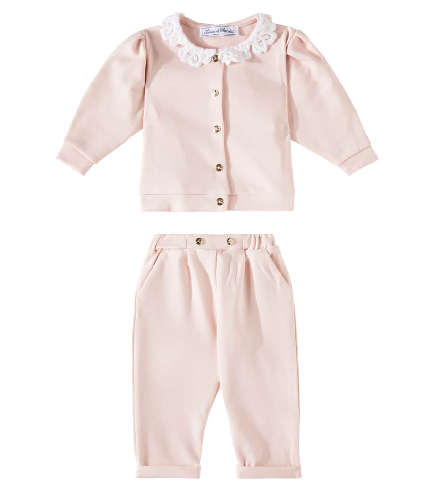 Tartine et Chocolat Baby lace-trimmed cardigan and pants set
