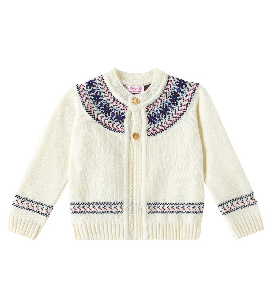 La Coqueta Baby Fair Isle Wool-blend Cardigan In White