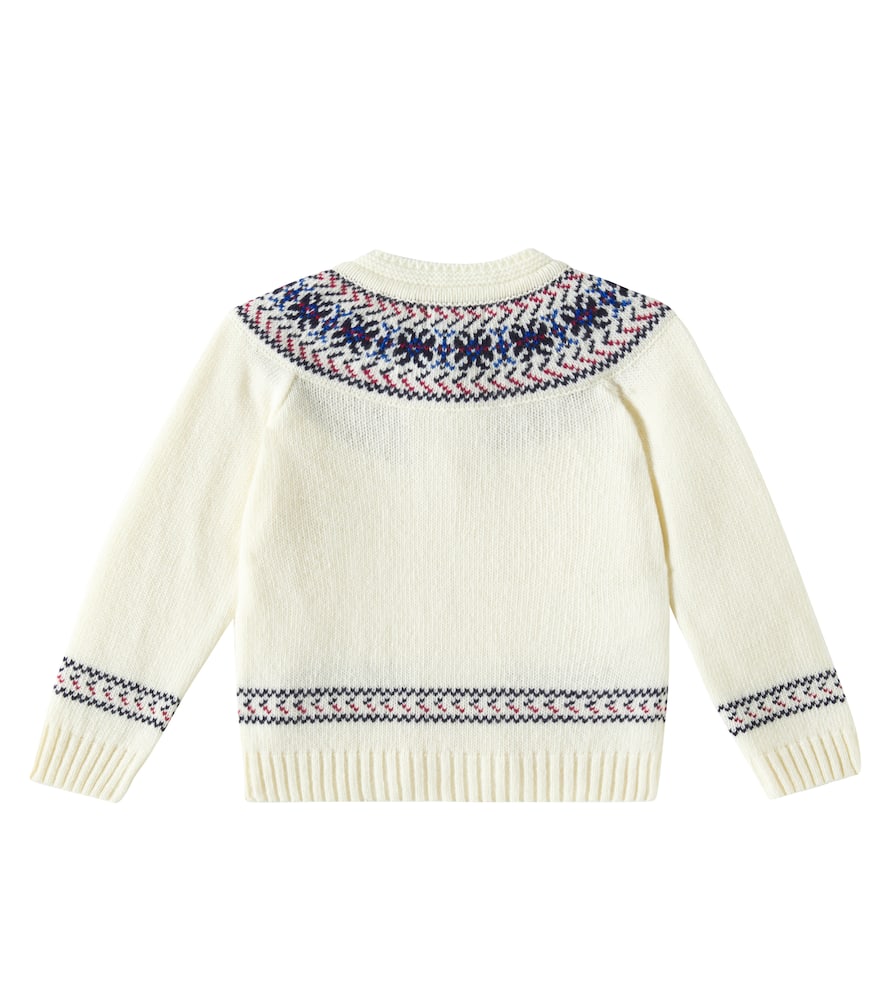 La Coqueta Baby Fair Isle Wool-blend Cardigan In White