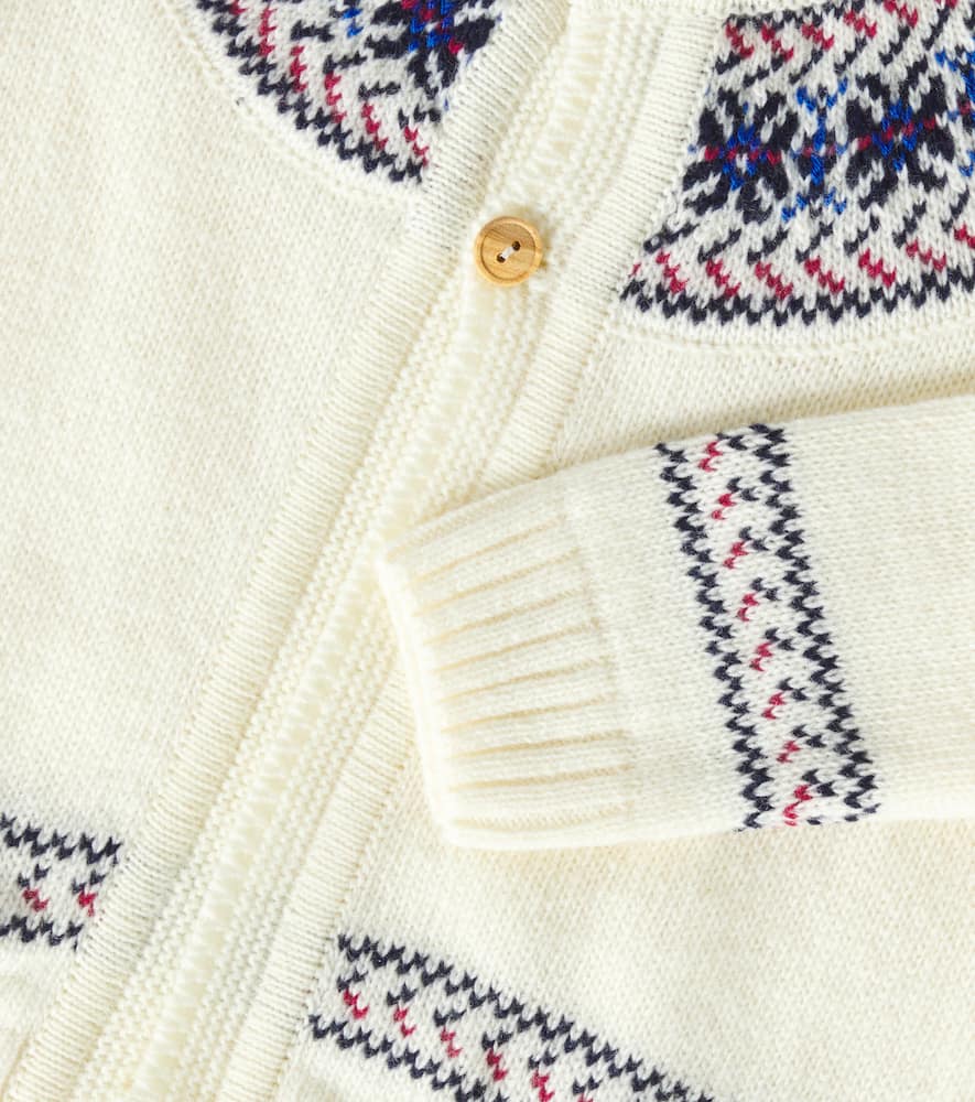 La Coqueta Baby Fair Isle Wool-blend Cardigan In White