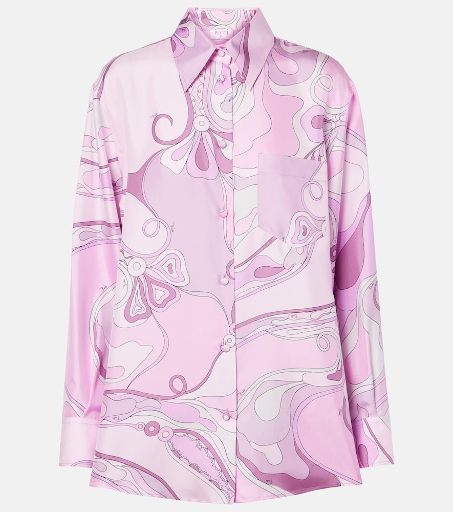 Pucci Orchidee Silk Twill Shirt In Pink