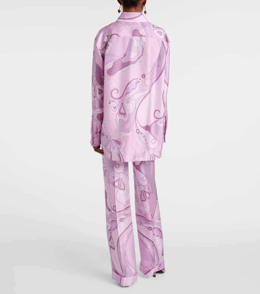 Pucci Orchidee Silk Twill Shirt In Pink