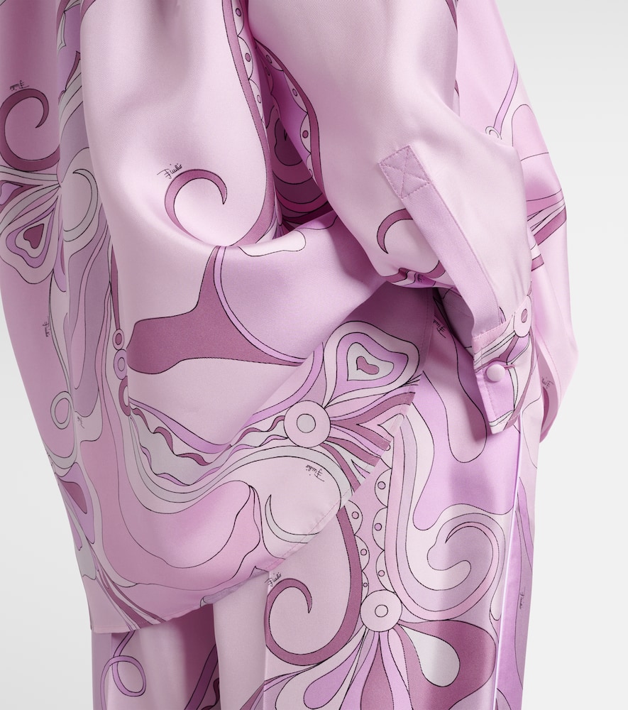 Pucci Orchidee Silk Twill Shirt In Pink