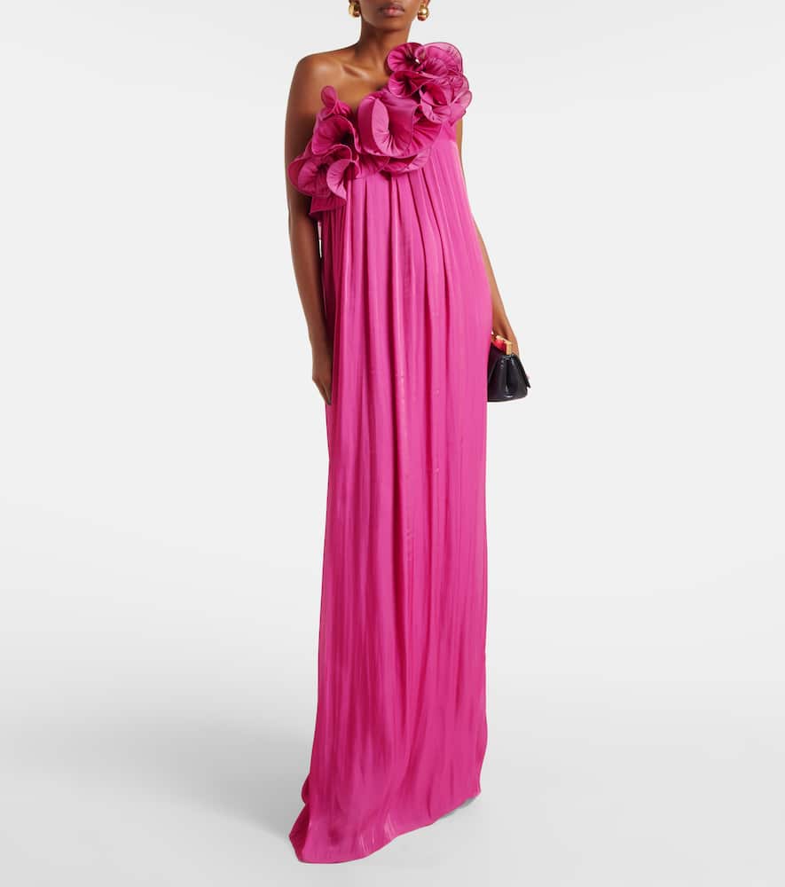 Costarellos Charmain Ruffled Georgette Gown In Lila