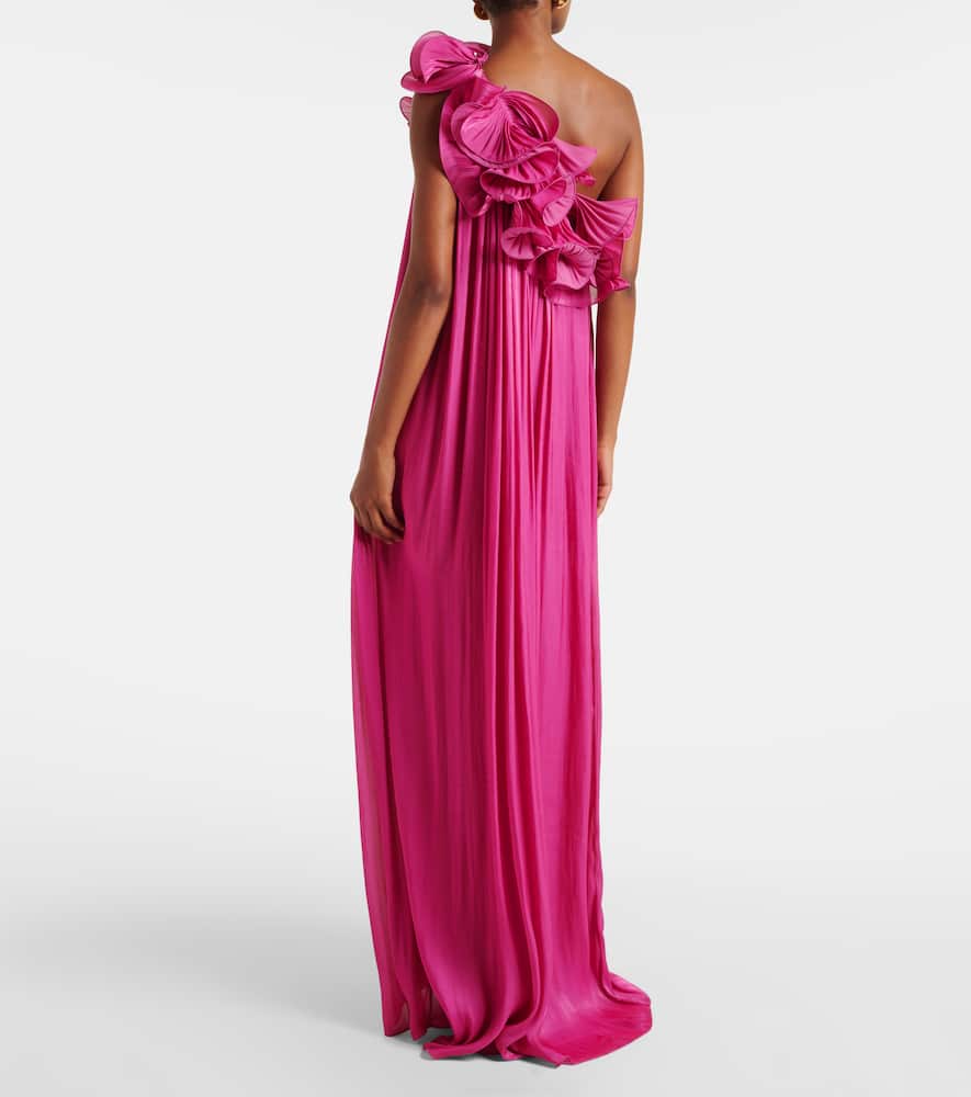 Costarellos Charmain Ruffled Georgette Gown In Lila