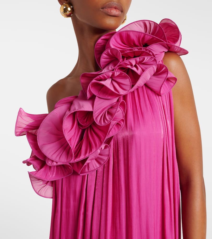 Costarellos Charmain Ruffled Georgette Gown In Lila