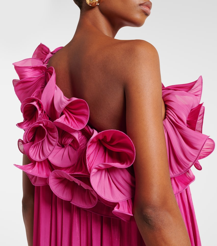 Costarellos Charmain Ruffled Georgette Gown In Lila