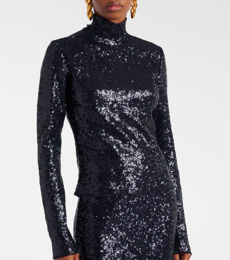 Polo Ralph Lauren Sequined Mesh Turtleneck In Blue