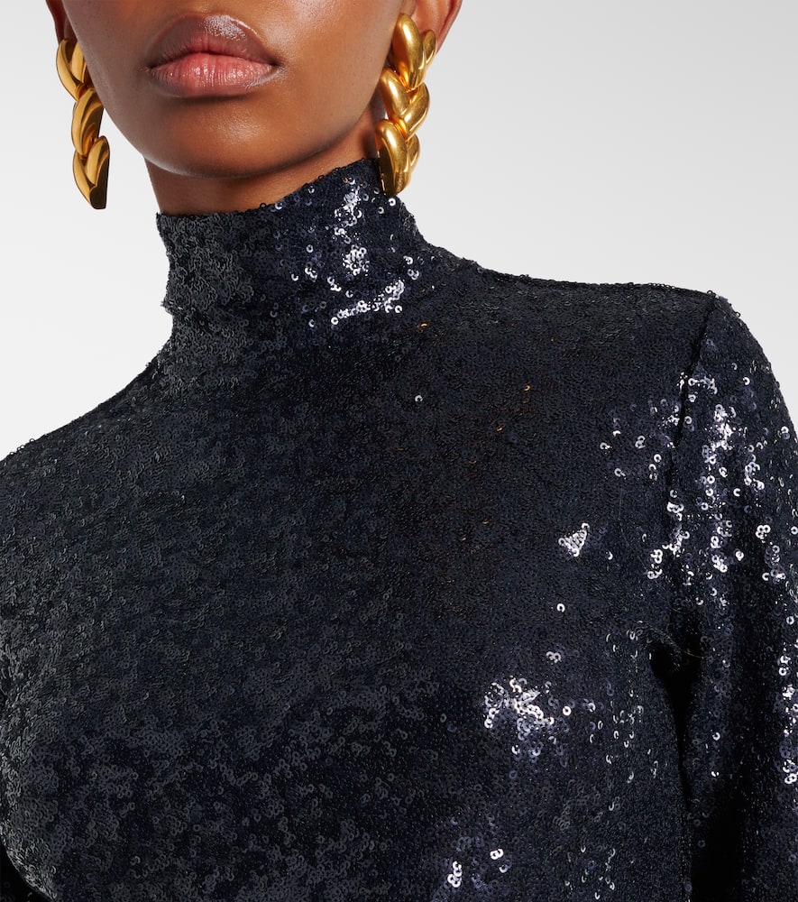 Polo Ralph Lauren Sequined Mesh Turtleneck In Blue