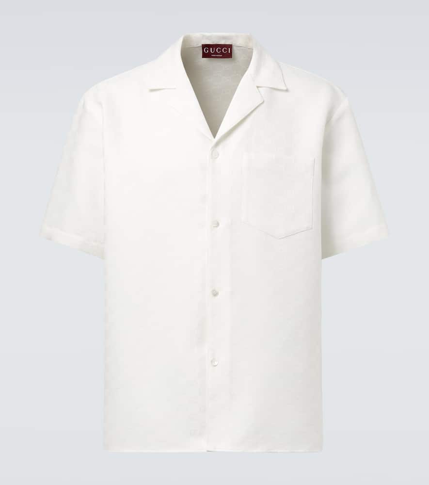 Linen-blend bowling shirt
