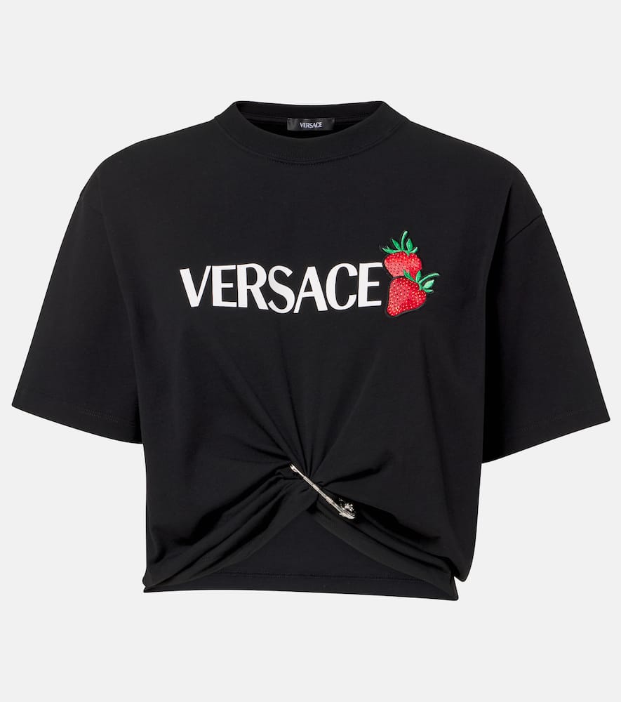 Versace Cropped printed cotton T-shirt