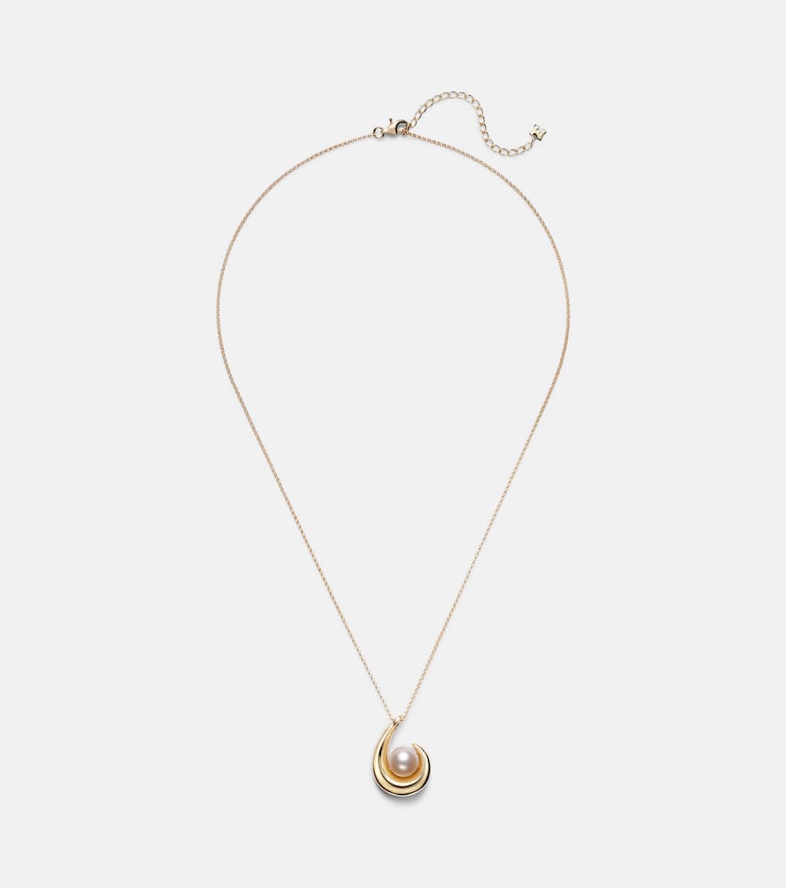 Mateo Pearl Curl 14kt gold pendant necklace with freshwater pearl
