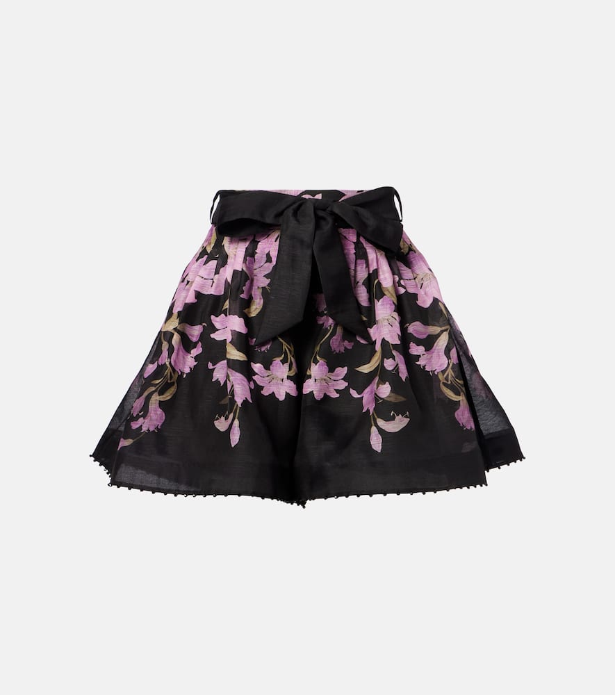 Zimmermann Dawning floral beaded high-rise shorts