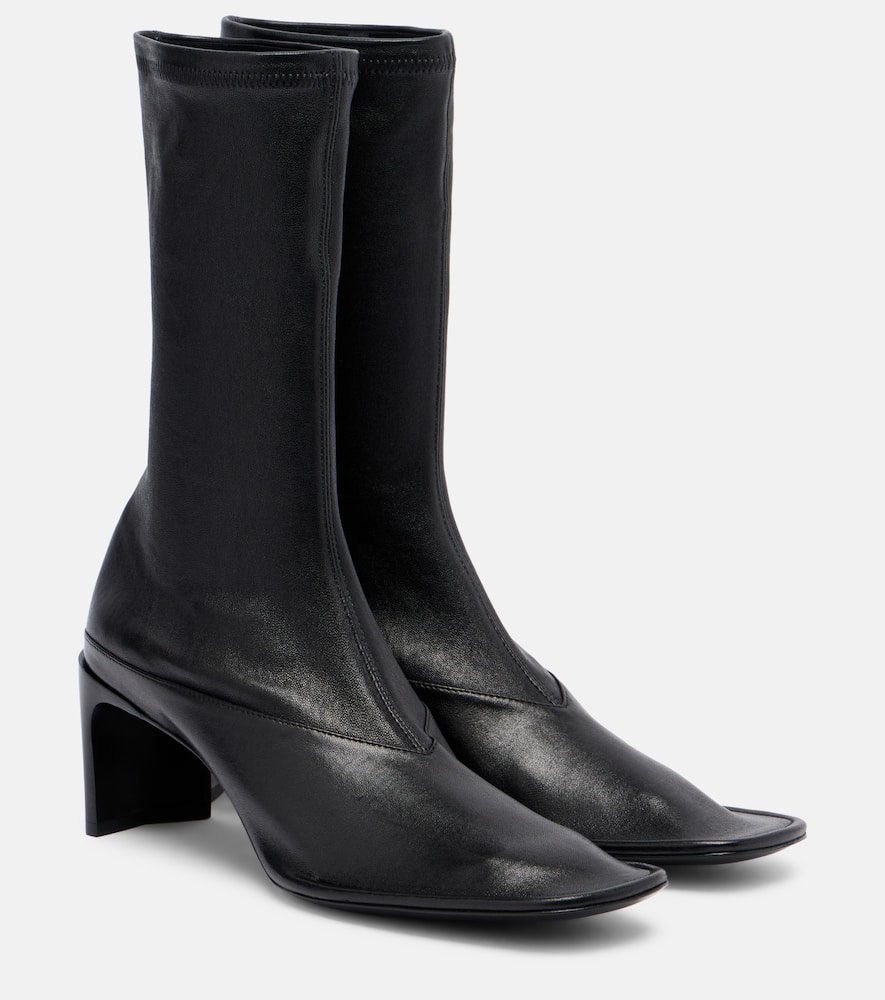 Jil Sander Trunk Leather Mid-calf Boots In Black