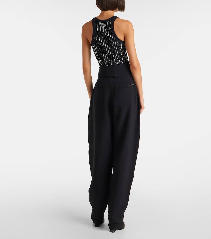 Attico Wrap-effect Belted Trousers In Black
