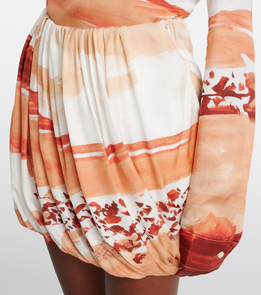 Printed Draped Miniskirt