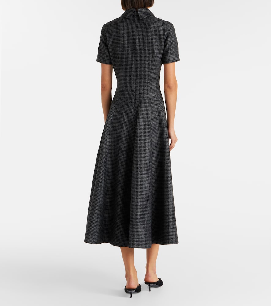 Emilia Wickstead Jody Houndstooth Wool-blend Midi Dress In Black