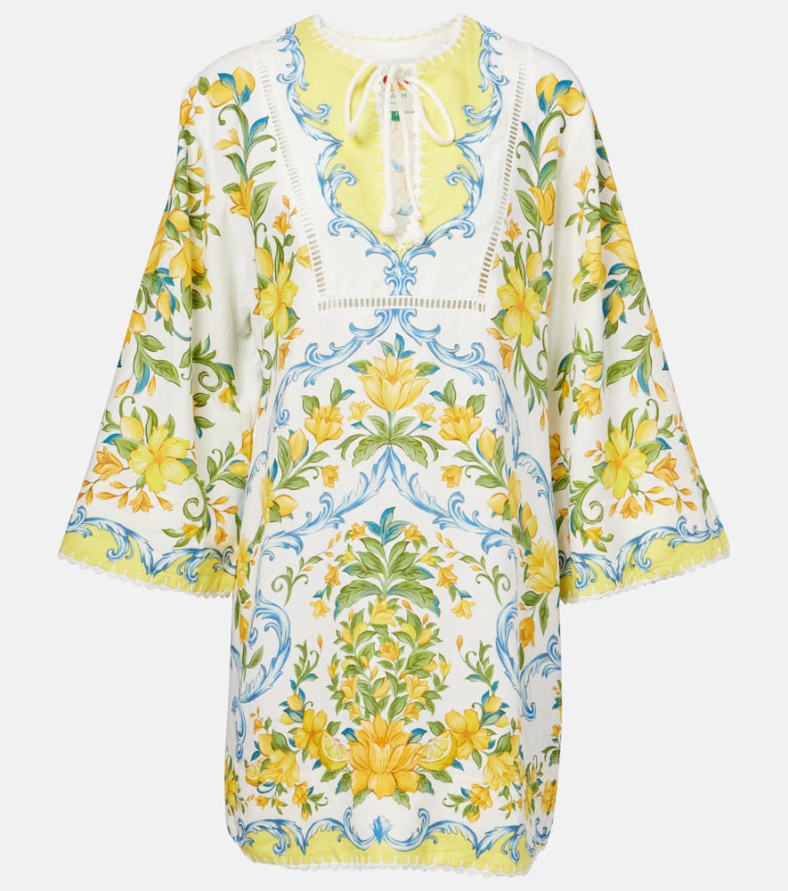 Farm Rio Sicily Floral Linen Blend Cover-up Minidress