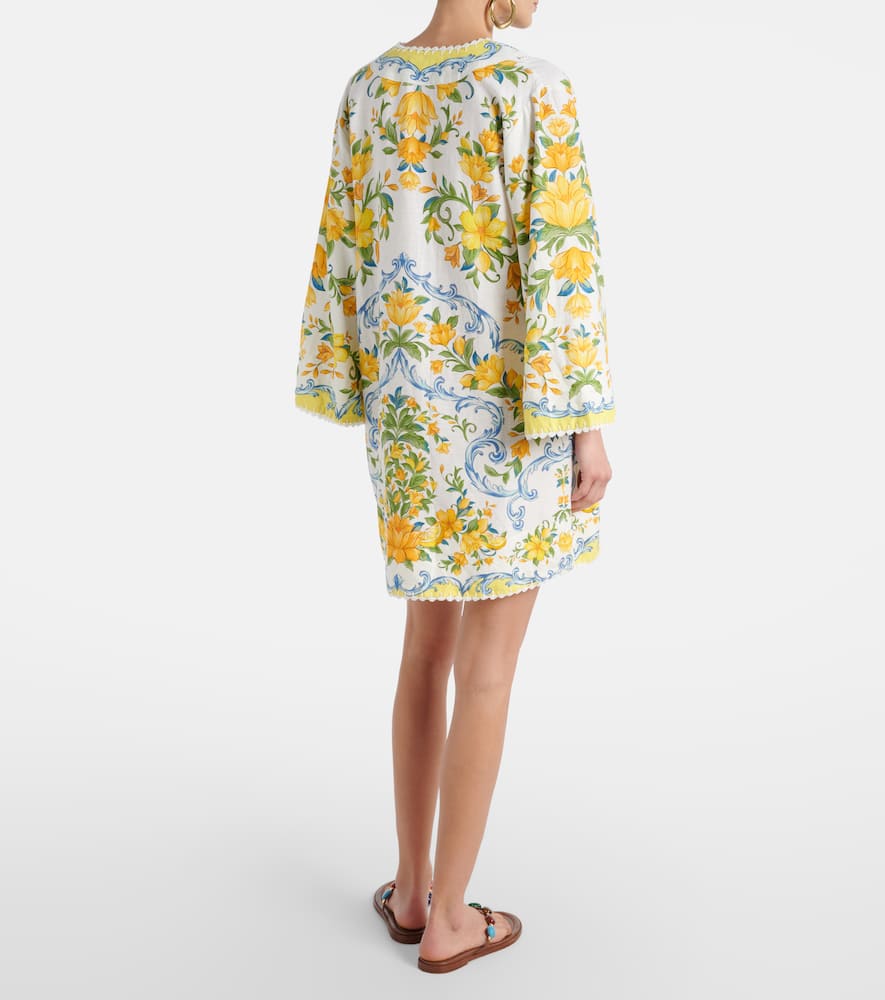 Farm Rio Sicily Floral Linen Blend Cover-up Minidress