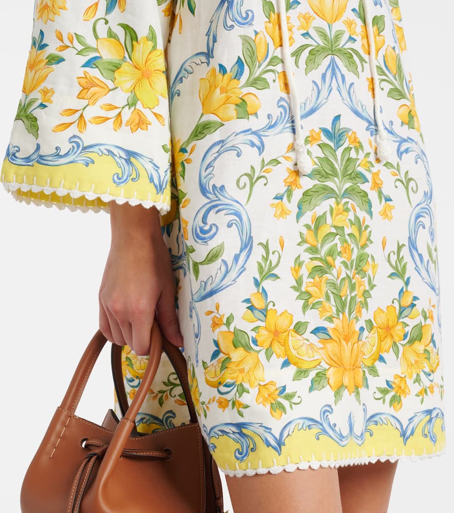 Farm Rio Sicily Floral Linen Blend Cover-up Minidress