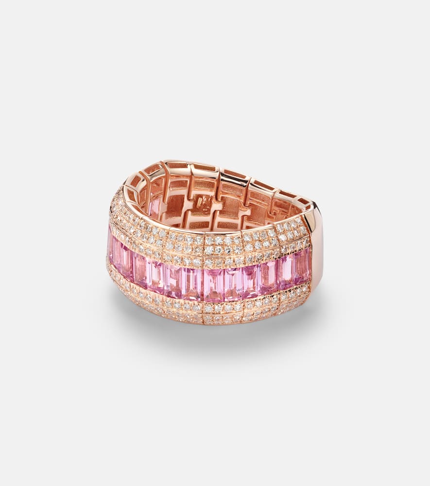 18kt gold ring with pink sapphire and diamonds