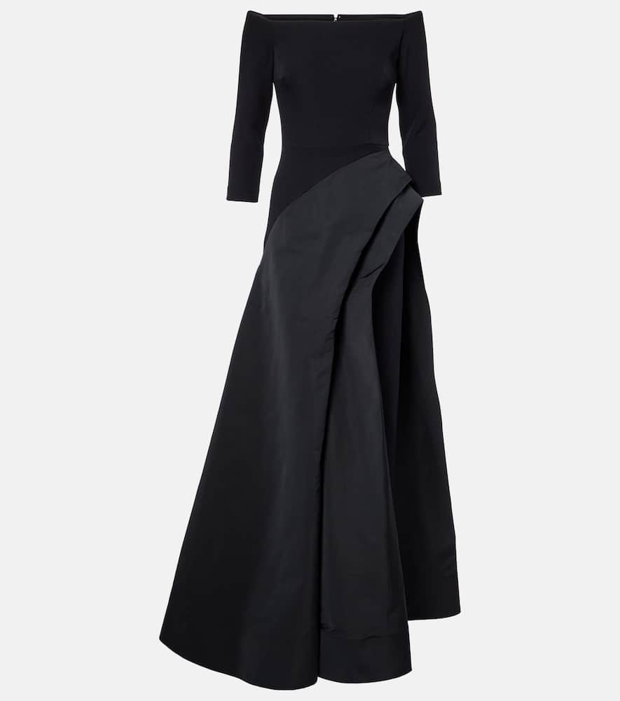 Safiyaa Nila Draped Off-shoulder Crêpe Gown In Black