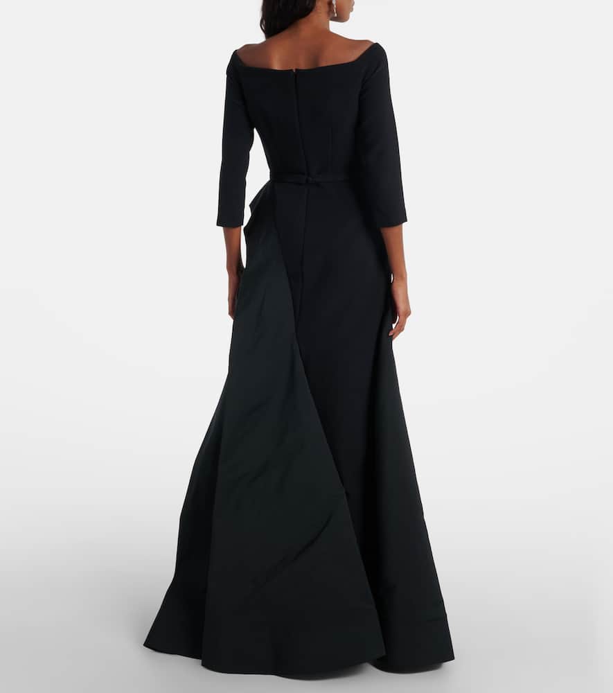 Safiyaa Nila Draped Off-shoulder Crêpe Gown In Black