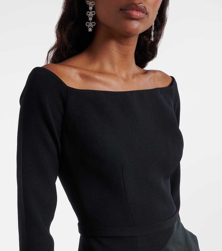 Safiyaa Nila Draped Off-shoulder Crêpe Gown In Black
