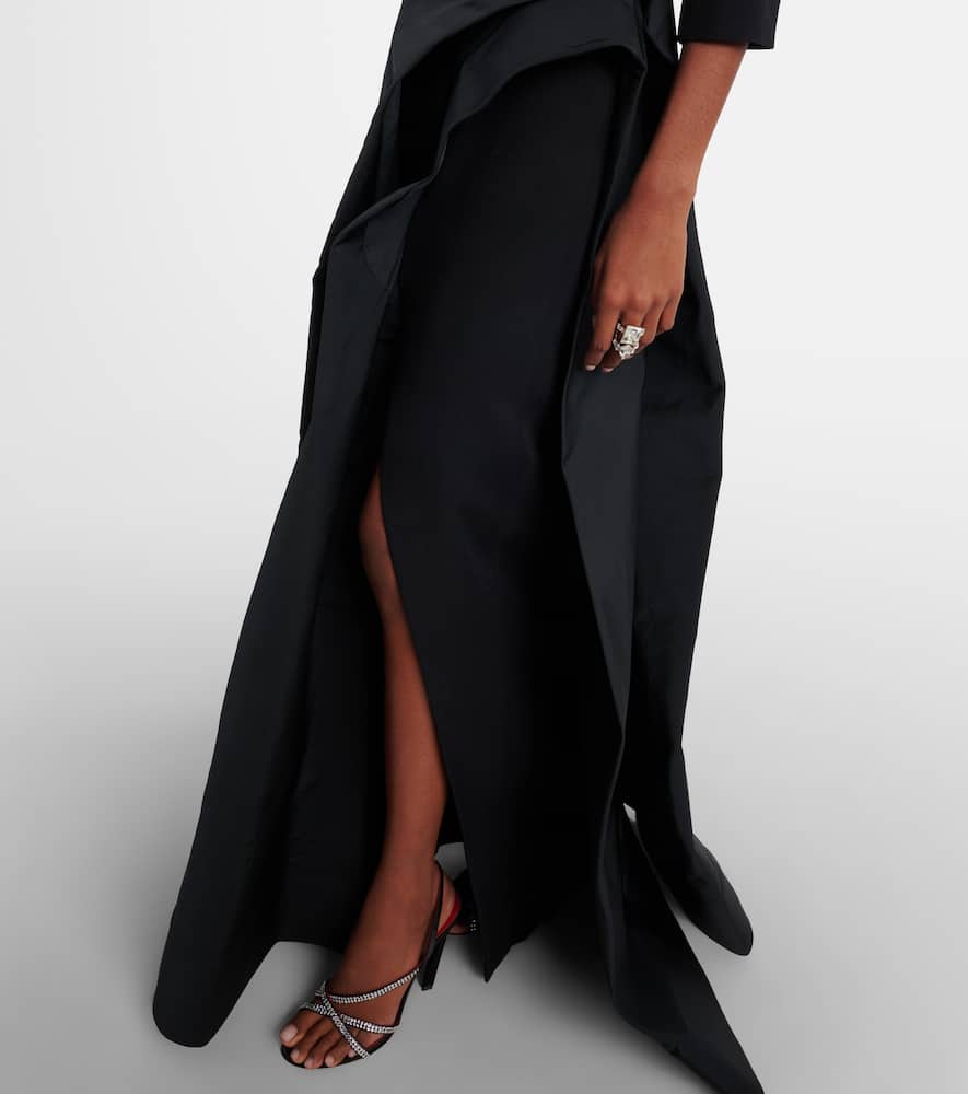Safiyaa Nila Draped Off-shoulder Crêpe Gown In Black