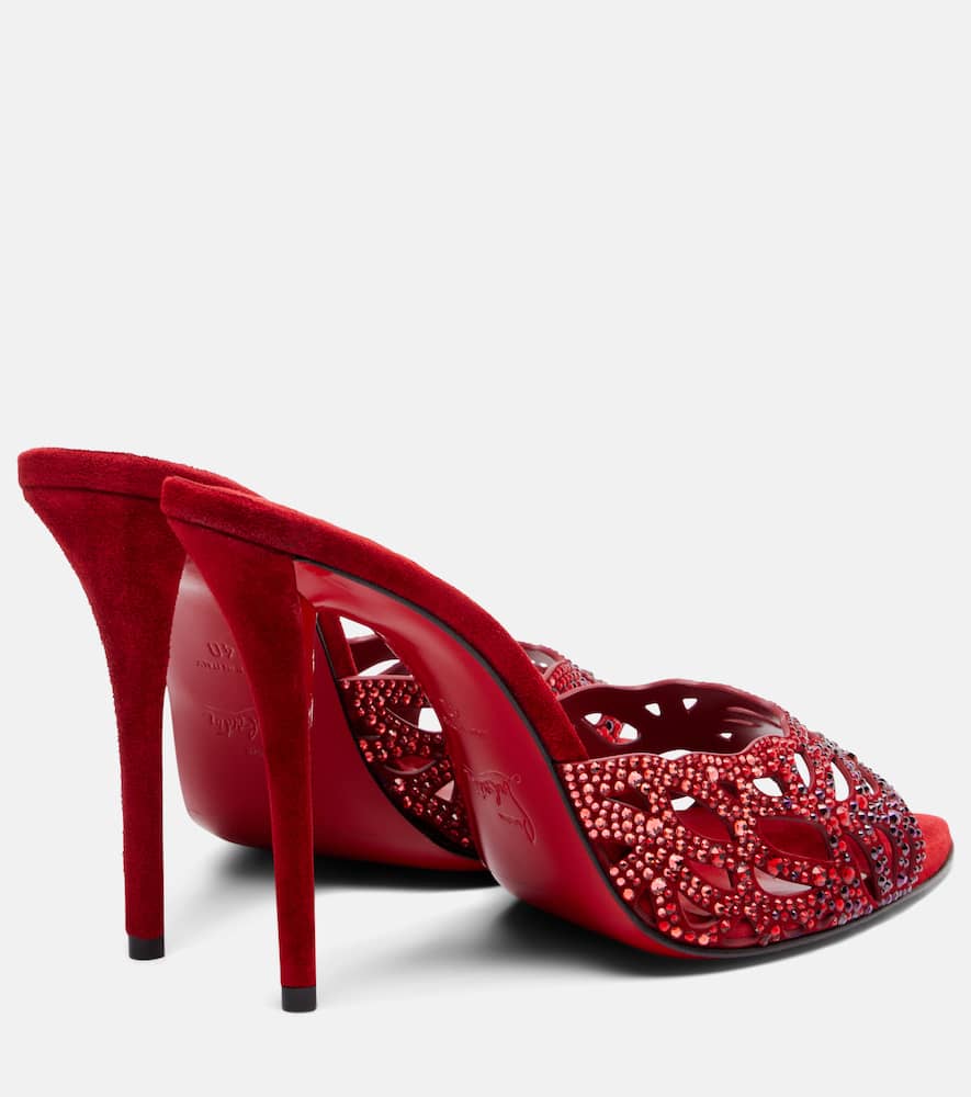 Christian Louboutin Lasera Strass Heeled Mules 100 In Red